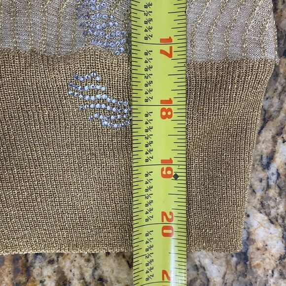 Societa Gold Color Metallic Threads Beaded Tank Top With Cardigan - Picture 12 of 12